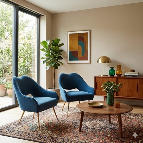 Fauteuils vintage tissu - fauteuils,