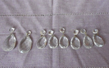 8 PAMPILLES en verre taillé Anciennes pour Lustre forme GOUTTES d'EAU