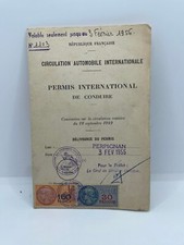 VIEUX PAPIER FISCAUX SUR DOCUMENTS PERMIS INTERNATIONAL DE CONDUIRE 1955