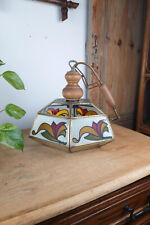 Vintage Antique Stained Glass and Brass Chandelier, "Tiffany" Style