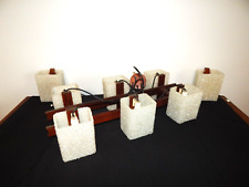 OLD 6 Light Chandelier + 2 SCANDINAVIAN SCONCES in Wood and Resin Perspex