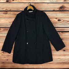Calvin Klein Size XL Women's Black Basket Weave Coat Jacket Dressy Wool Swing