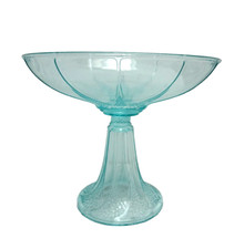 RARE LARGE ART DECO LUXVAL "CANDIDE"  GLASS FOOTED BOWL VAL SAINT LAMBERT BLUE