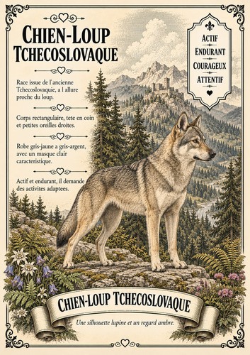 Affiche chien loup - a4,