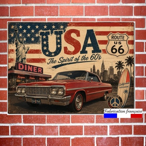 Plaque vintage route usa - 66,