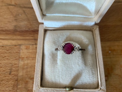 Bague blanc rubis - rubis, et