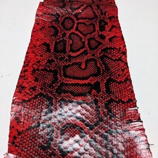 Burmese Python Printed-on Elaphe Snake Skin Snakeskin Hide Glossy Red