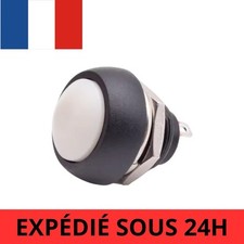 Bouton poussoir  Blanc  momentané étanche rond 12mm - 1 Piece - PBS-33b 12V 230V