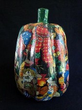 Paper Mache Pumpkin 10" RAGGEDY ANN ANDY Scarecrow Apples Doll Halloween Decor