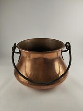 Antique Vintage Copper Cauldron with Iron Handle Lecellier Villedieu