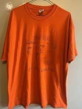 VINTAGE Nudism Parody Shirt Comedy XL Orange Dive Into Nudism Camp Y2K USA Men