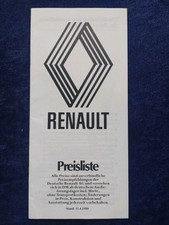 Renault 4 5 6 14 16 18 20 30 Alpine A310 V6 Price List 4.1980