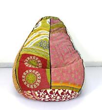 Fauteuil lounge fait main en coton floral Kantha bohème rond pouf gitane sac f