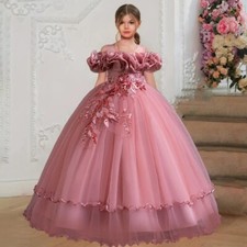 Flower Bridesmaid Dresses Girls Wedding Prom Gown Elegant Party Evening Dress