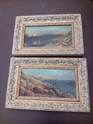 Paire tableaux huile marine - paire, de