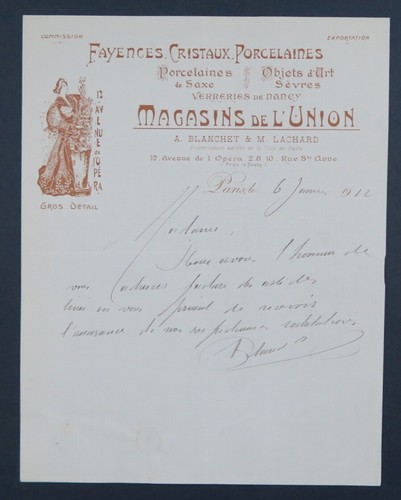 Facture 1912 verreries - facture, de