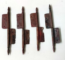 2 pairs of hinges lard plug wrought iron for cabinet door closet 19th century HT 22 cm