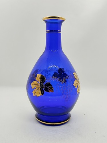Vase vintage verre bleu - vase,