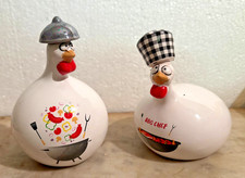 2 Poules faiences décoratives humoristique J-LINE