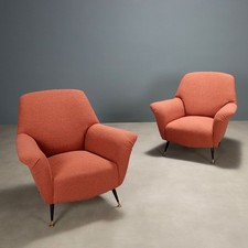 Fauteuils Vintage en Métal et Velours À Restaurer Italie Années 50-60