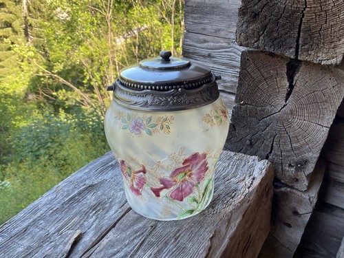 Ancien pot biscuit - À, fleur