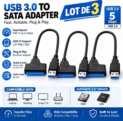 Lot adaptateur sata vers - lot, 3