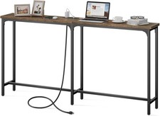 DEPAD Slim Console Table with Charging Station, 2 Outlets & USB Ports, Sturdy Re