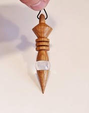 ° PENDULE EGYPTIEN EN CHENE ET CRISTAL DE ROCHE  RADIESTHESIE  ESOTERISME