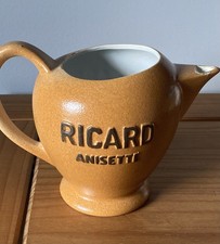 Original Vintage French Large Ricard Anisette Round Brown Ceramic Water Jug
