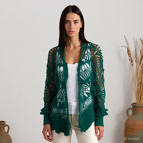 Boho gilet vert mélange - boho,