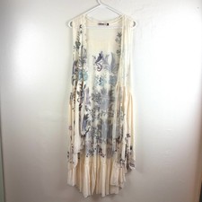 ORIGAMI Long Duster Cardigan Lace Boho Flowy Hippie Floral Western Fairy Sz XXL