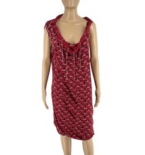 Robe Sans Manches Imprimée À Col Rond Rouge Foncé Pour Femmes Taille 3 - L