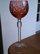 1 ANCIEN VERRE VIN COULEUR ROEMER CRISTAL TAILLER DOUBLER COLORER ORANGE ht 20,7