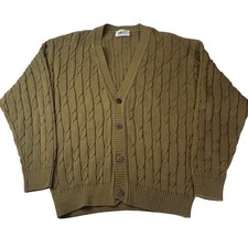 Struzzi Tricot Cable Knit Cardigan Olive Green Unisex Medium