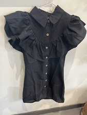 Robe noire volants sans manche taille s fashion femme classique 