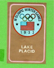 PANINI OLYMPIA 1896 1972 #264 LAKE PLACID COAT OF ARMS 1932 RECOVERED EXCELLENT REMOVED