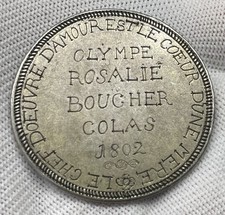 Medaille religieuse argent 1802 Vierge a enfant gravee Olympe Rosalie ancienne