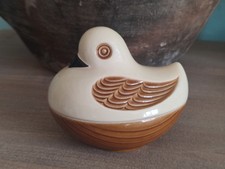 ANCIENNE BOÎTE CÉRAMIQUE OISEAU PIGEON STYLISÉ VERCERAM FRANCE