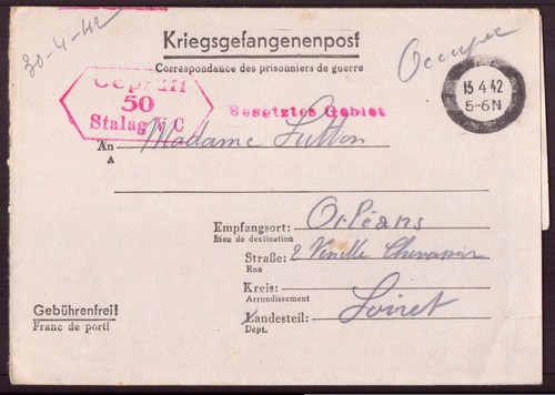 Lettre prisonnier guerre - de,