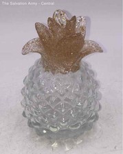 Gold Clear Home Decorative Art Crystal Textured Pineapple Sculpture Figurine