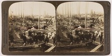 CHINA Antung Port Photo Stereo Vintage Film 1905 Damaged Cardboard