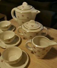 Service a café  Moulin des Loups Motif Fleurs Roses 