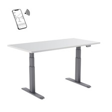 Bureau motorisé assis-debout 180x75cm Plateau blanc/Pied gris