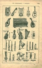 1914 Book Double Sided Musical Instrument Antique Document