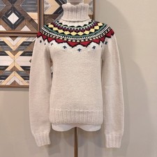 Ralph Lauren Vintage Fair Isle Hand Knit Tricote A La Main Wool Sweater Medium