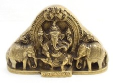 Idole En Laiton Gaja Ganesha - Seigneur Ganesha Avec Figurine D'Éléphants