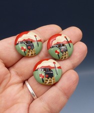 Lot Boutons Anciens Bois Peint