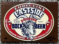 1950’s Eastside Bock Beer Label. Los Angeles Brewing Co.,Los Angeles, California