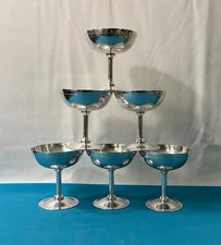 6 coupes a glace sur pied ERCUIS métal argenté table dessert 10 cm