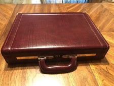 Presto Travel Combination Lock Dark Burgundy  Leather Attache Briefcase